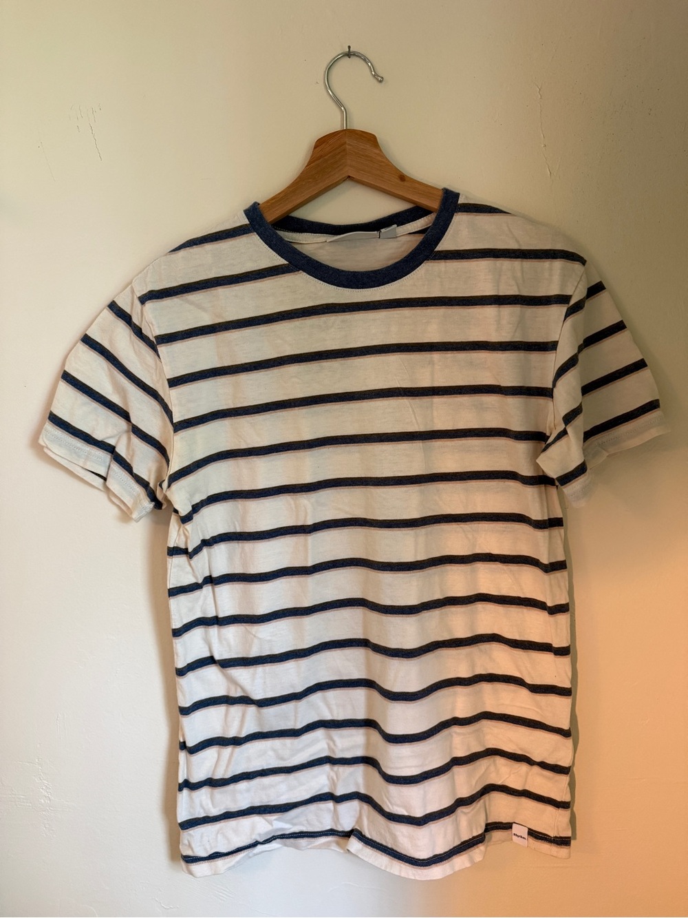 Rhythm. White Tee with Navy Stripes - Short Sleeve